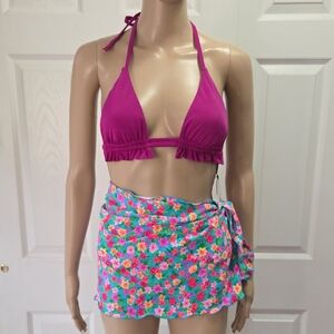 Shade & Shore Swim Top & Victorias Secret Floral Wrap Skirt Coverup